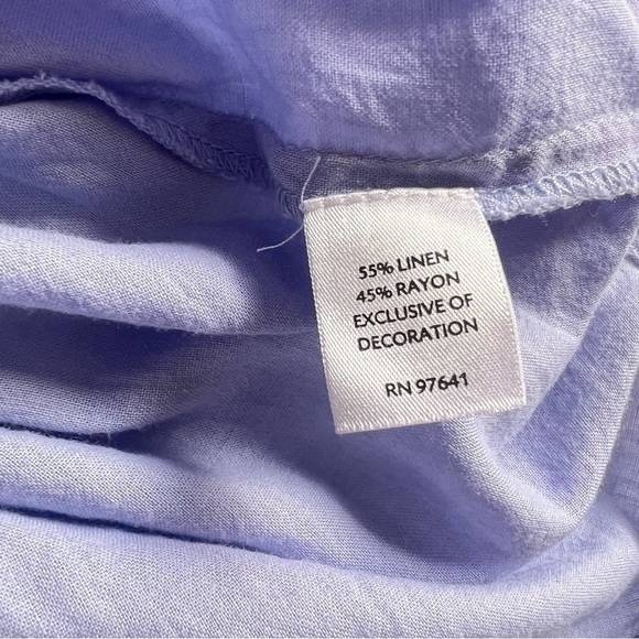 J. Jill Linen Scoop Neck w/ Button Closure Lace Cut out  3/4 Sleeve Blouse, XS - Picture 8 of 11